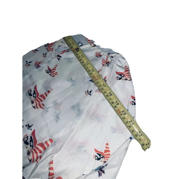 XL NAIZI Womens White w Patriotic Birds Doves Blouse Keyhole Front and Back EUC - Picture 9 of 12